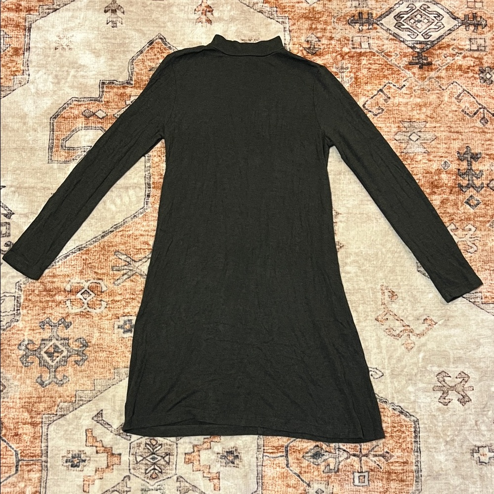 Adrienne Vittadini Heathered Green/Charcoal Mock Neck Dress